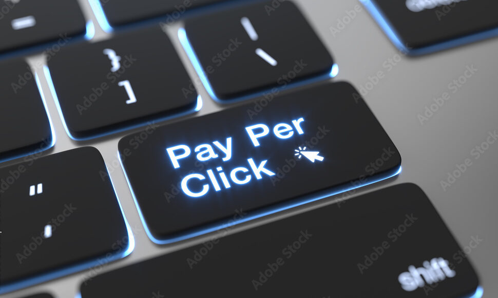 Pay Per Click text on keyboard button. PPC concept